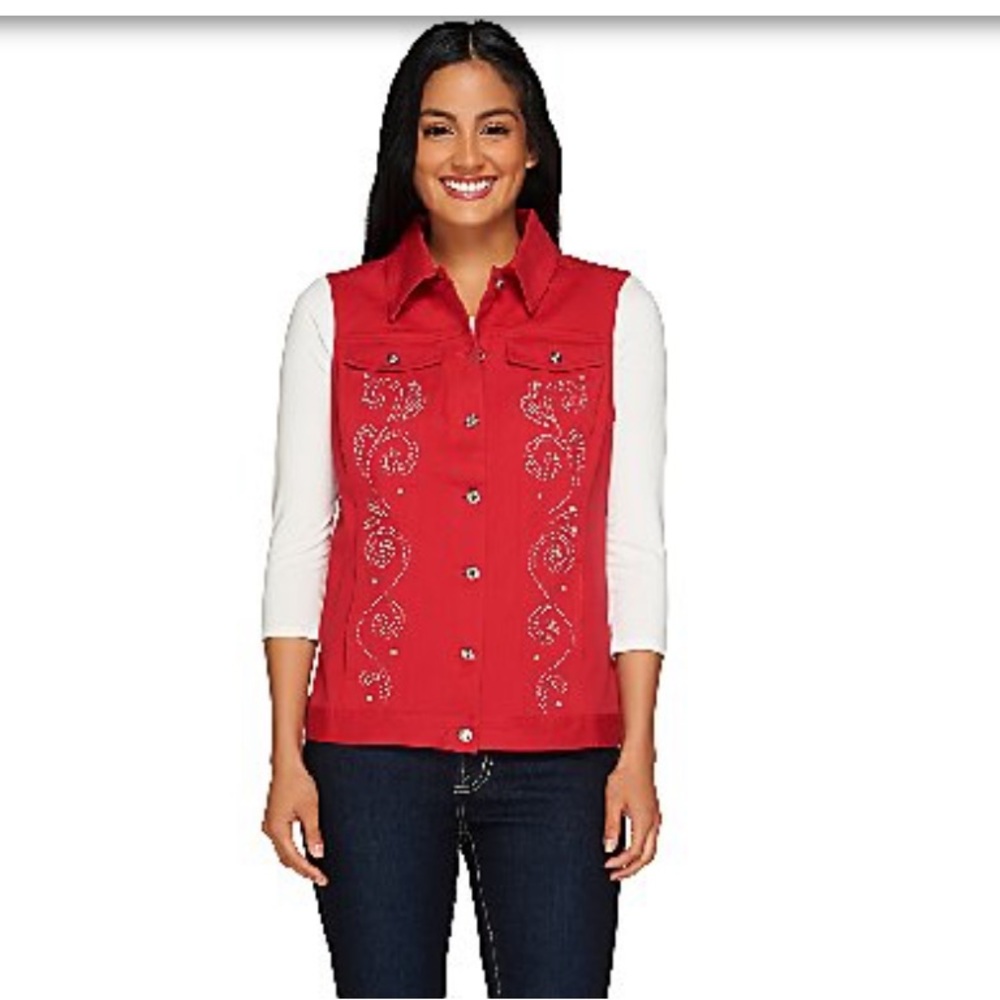 Quacker Factory Sparkle And Shine Twill Vest Size… - image 8